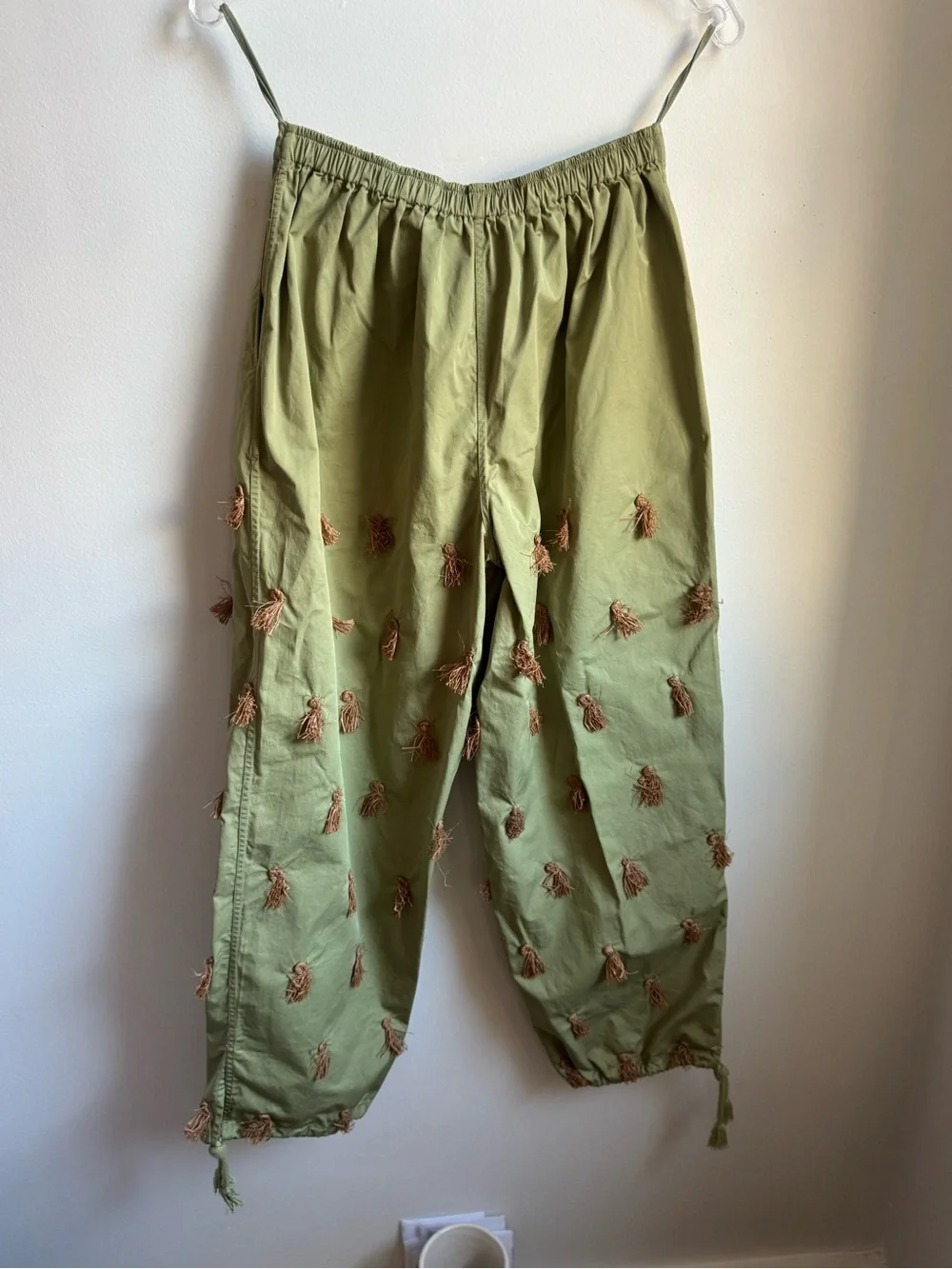 Tory Burch Olive Drawstring Waist Trousers